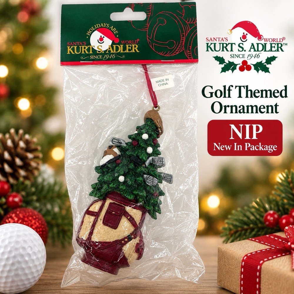 Kurt S. Adler Golf Balls Bag Clubs Hanging Christmas Tree Ornament Tree NIP